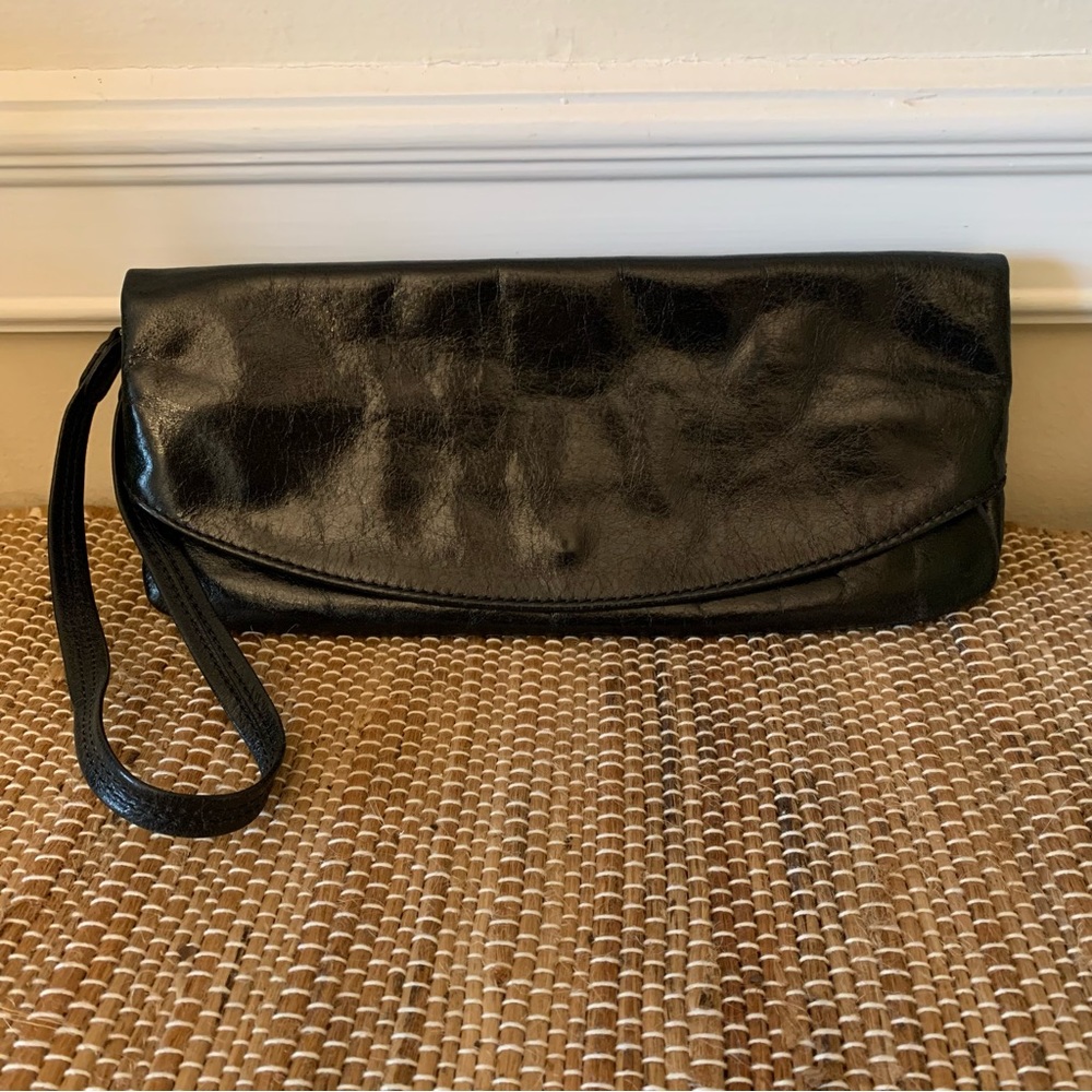 Tano Black Sift Italian Leather Clutch Wristlet